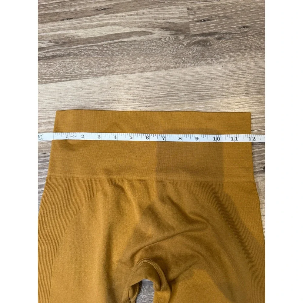 Set Active Sculptflex High Waisted Seamless Ribbed Leggings Mustard Yellow Small